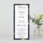 Blue and Gold Celestial Wedding Program (Stehend Vorderseite)