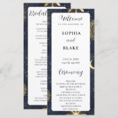 Blue and Gold Celestial Wedding Program (Vorne/Hinten)