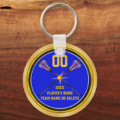 Blue and Gold Cheap Lacrosse Gifts, Personalized Schlüsselanhänger (Vorderseite)
