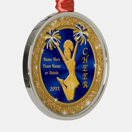 Blue and Gold Cheerleader Ornaments Personalisiert Ornament Aus Metall (Rechts)