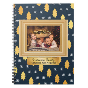 Blue and Gold Christmas Foto Scrapbook Journal Notizblock