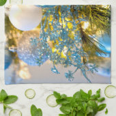 Blue and Gold Christmas Magic Geschirrtuch (Gefaltet)