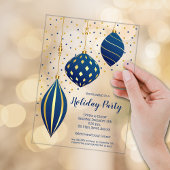 Blue and Gold Christmas Ornaments Holiday Acryleinladungen
