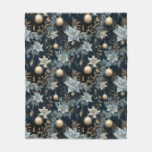 Blue and Gold Christmas Ornaments Poinsettias Fleecedecke (Vorderseite)