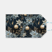 Blue and Gold Christmas Ornaments Poinsettias Geschenkanhänger (Vorderseite (Horizontal))