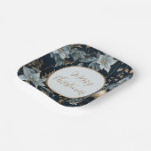 Blue and Gold Christmas Ornaments Poinsettias Pappteller (Gewinkelt)