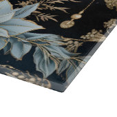 Blue and Gold Christmas Ornaments Poinsettias Schneidebrett (Ecke)