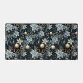 Blue and Gold Christmas Ornaments Poinsettias Schreibtischunterlage (Vorderseite)