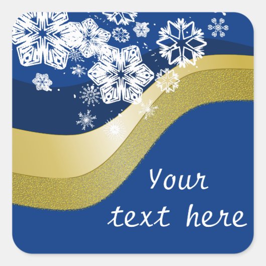Blue and Gold Christmas Theme Label Quadratischer Aufkleber (Vorderseite)
