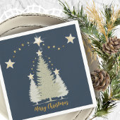 Blue and Gold Christmas Tree and Stars Paper Serviette