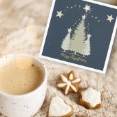 Blue and Gold Christmas Tree and Stars Paper Serviette