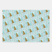 Blue and Gold Christmas Trees Geschenkpapier Set (Vorderseite 3)