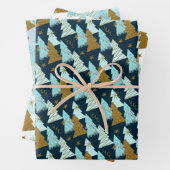 Blue and Gold Christmas Trees Geschenkpapier Set (Beispiel)