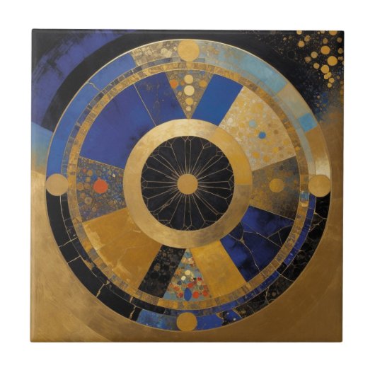 Blue and Gold Circle Fliese (Vorderseite)
