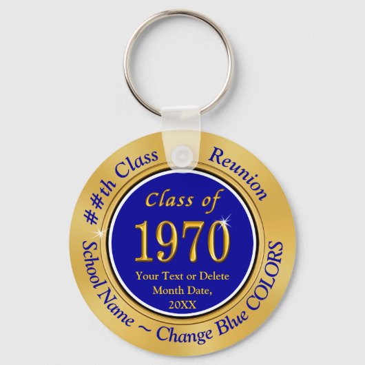 Blue and Gold Class of 1970 Personalisiert Wieders Schlüsselanhänger (Vorderseite)