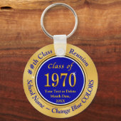 Blue and Gold Class of 1970 Personalisiert Wieders Schlüsselanhänger (Rückseite)