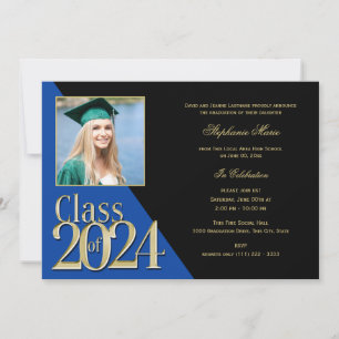 Blue and Gold Class of 2024 Multi Foto Einladung