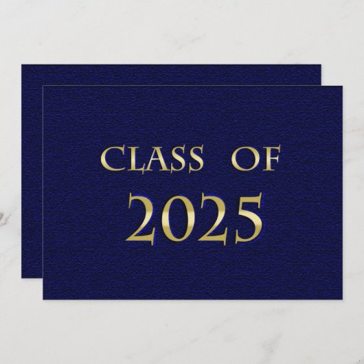 Blue and Gold Class of 2025 Graduation Party Card Einladung (Vorne/Hinten)