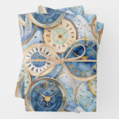 Blue and Gold Clock Pattern Geschenkpapier Set (Beispiel)