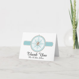 Blue and Gold Compass Rose Beach Hochzeit Vielen D Dankeskarte