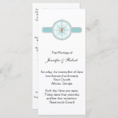 Blue and Gold Compass Rose Beach Hochzeitsprogramm Programm (Vorne/Hinten)