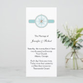 Blue and Gold Compass Rose Beach Hochzeitsprogramm Programm (Stehend Vorderseite)