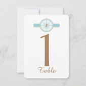 Blue and Gold Compass Rose Wedding Tischnummer (Rückseite)