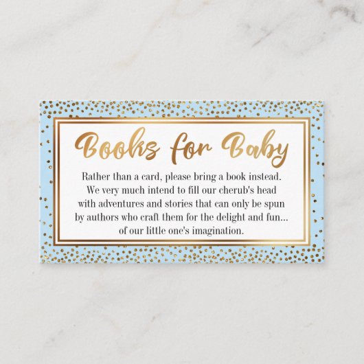 Blue and Gold Confetti Book Request Insert Cards (Vorderseite)