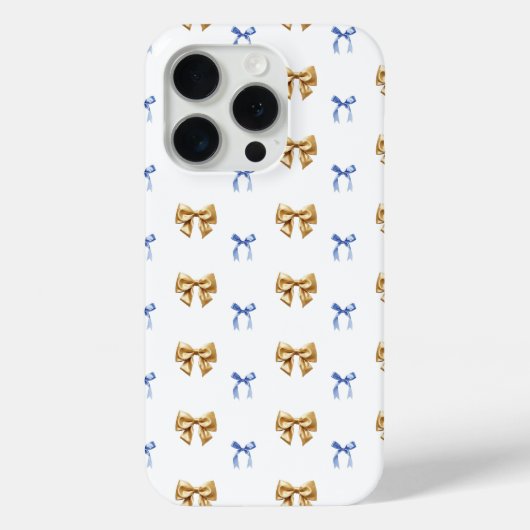 Blue and Gold Coquette Bow Case-Mate iPhone Hülle (Rückseite)