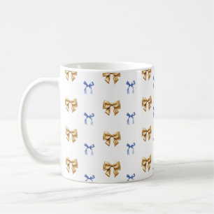 Blue and Gold Coquette Bow Kaffeetasse
