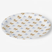 Blue and Gold Coquette Bow Pappteller (Schrägansicht)