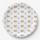 Blue and Gold Coquette Bow Pappteller (Vorderseite)