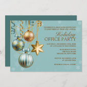 Blue and Gold Corporate Holiday Party Einladung (Vorne/Hinten)