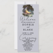 Blue and Gold Crescent Moon Stars Wolken Hochzeite (Vorderseite)