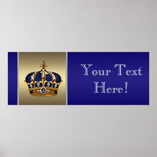 Blue and Gold Crown Prince Baby Duschbanner Poster (Vorne)