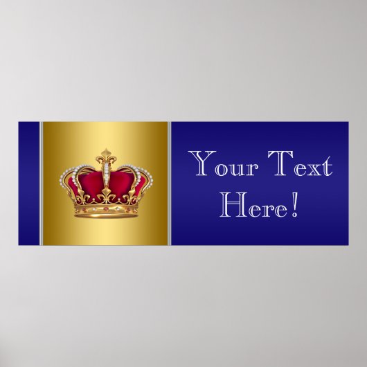 Blue and Gold Crown Prince Baby Duschbanner Poster (Vorne)