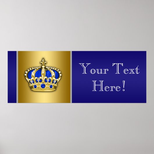 Blue and Gold Crown Prince Baby Duschbanner Poster (Vorne)