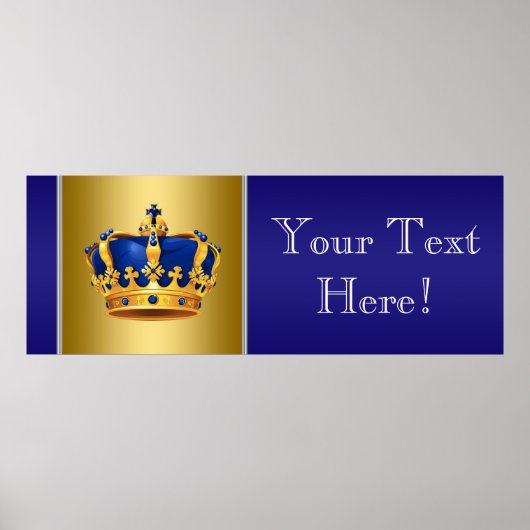 Blue and Gold Crown Prince Baby Duschbanner Poster (Vorne)