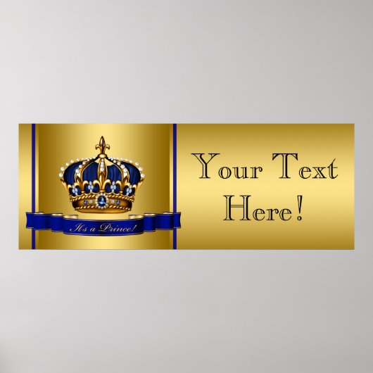 Blue and Gold Crown Prince Baby Dusche Poster (Vorne)