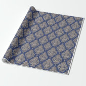 Blue and Gold Damask Geschenkpapier (Ungerollt)