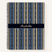 Blue and Gold Damask Stripes Notizblock (Vorderseite)