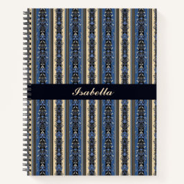 Blue and Gold Damask Stripes Notizblock