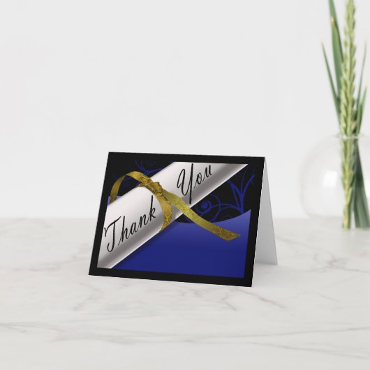 Blue and Gold Diploma Dankeskarte (Vorderseite)