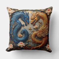 Blue and Gold Dragons in Yin Yang Design