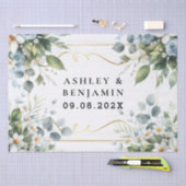  Blue and Gold Elegant Floral Rustic Watercolor Seidenpapier (Handwerk)