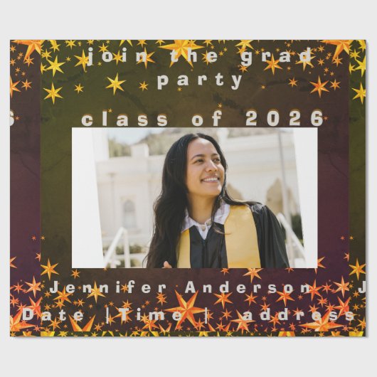 blue and gold elegant invitation geschenkpapier (Flach)