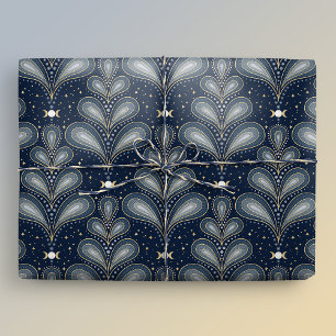 Blue and Gold Elegante Art Deco Geschenkpapier