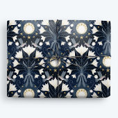 Blue and Gold Elegante Art Nouveau Hummingbird Moo Geschenkpapier