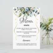 Blue and Gold Elegante Rustic Watercol Menü (Stehend Vorderseite)