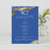 Blue and Gold Event Menu Einladung (Stehend Vorderseite)
